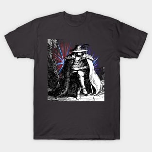 Guy Fawkes Vintage Illustration With Colored Fireworks T-Shirt